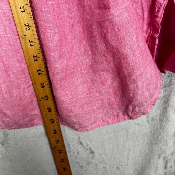 Talbots Woman 100% Linen 2XP Lagen Look Relaxed Fit Pink Button Up Shirt Preppy - Picture 6 of 10
